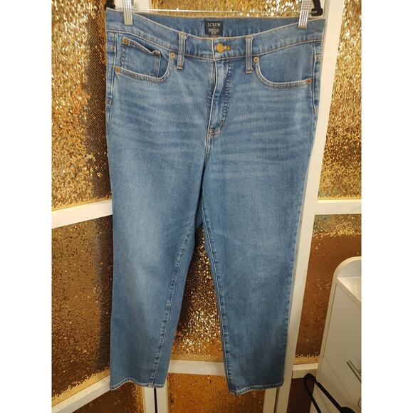 J. Crew Women's Jeans Size 30 Essential Straight Jean Medium Wash Cropped - Picture 2 of 12